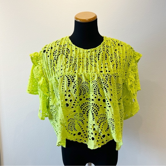 Farm Rio Palm Tree Eyelet Richelieu Top - Picture 4 of 14